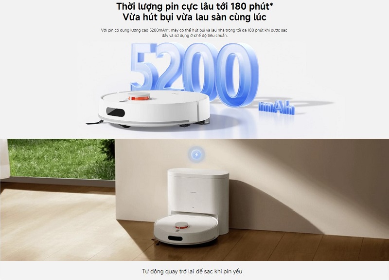 thời lượng pin của robot vacuum h40