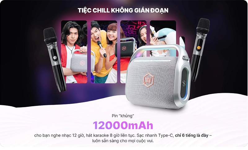 thời lượng pin trên loa sonik 120