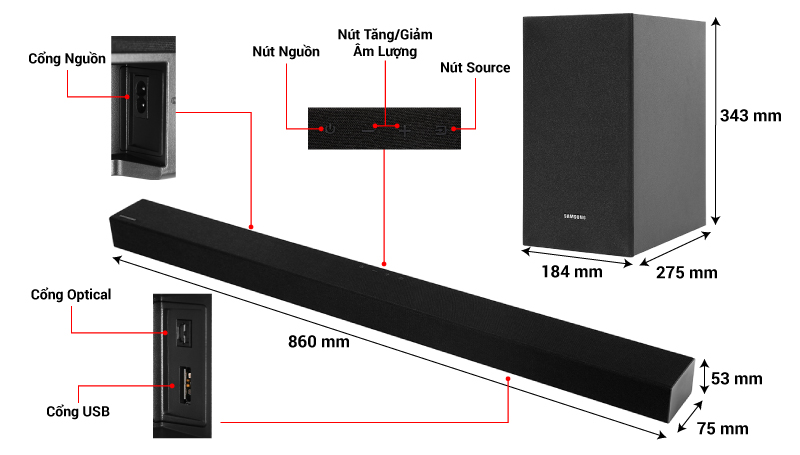 thông số loa thanh samsunghw t450