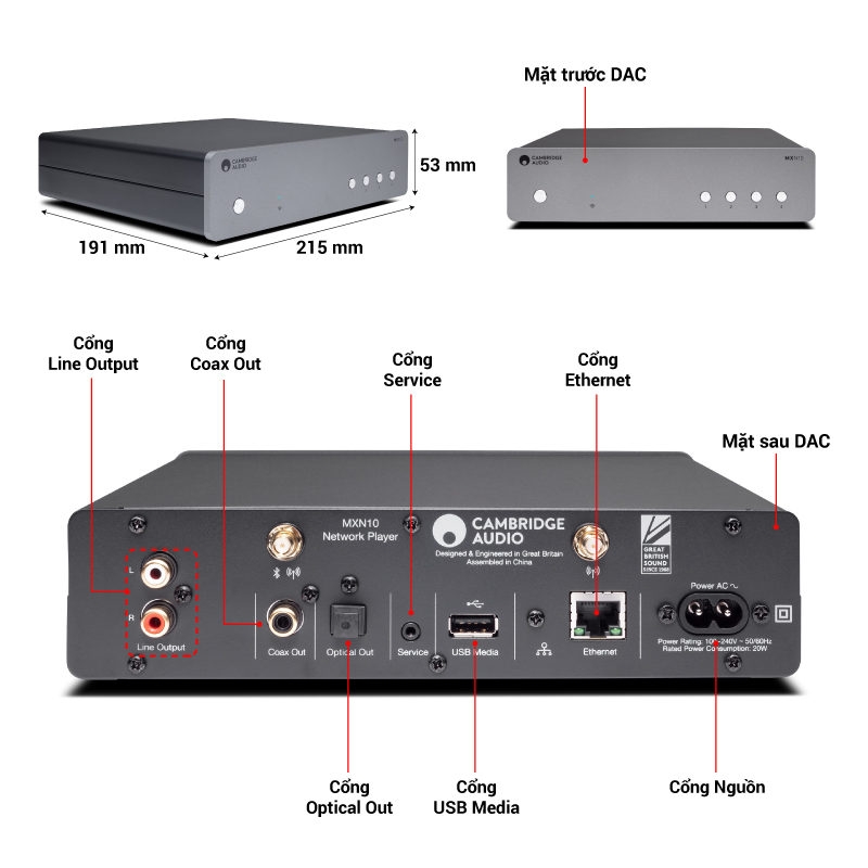 thông số kỹ thuật Network player Cambridge Audio MXN10