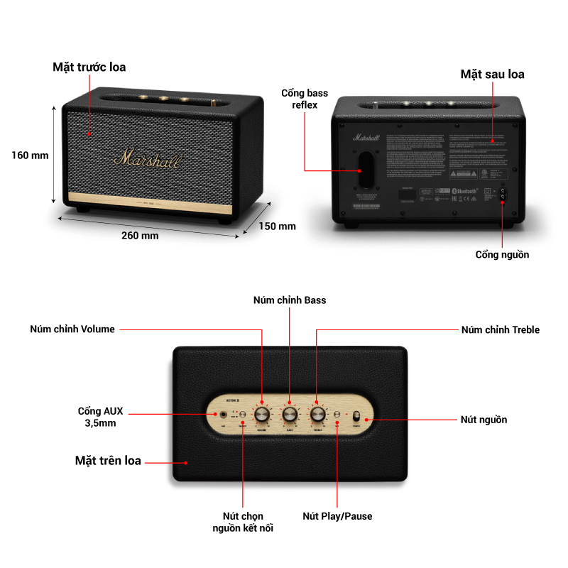 thông số kỹ thuật của loa marshall acton 2