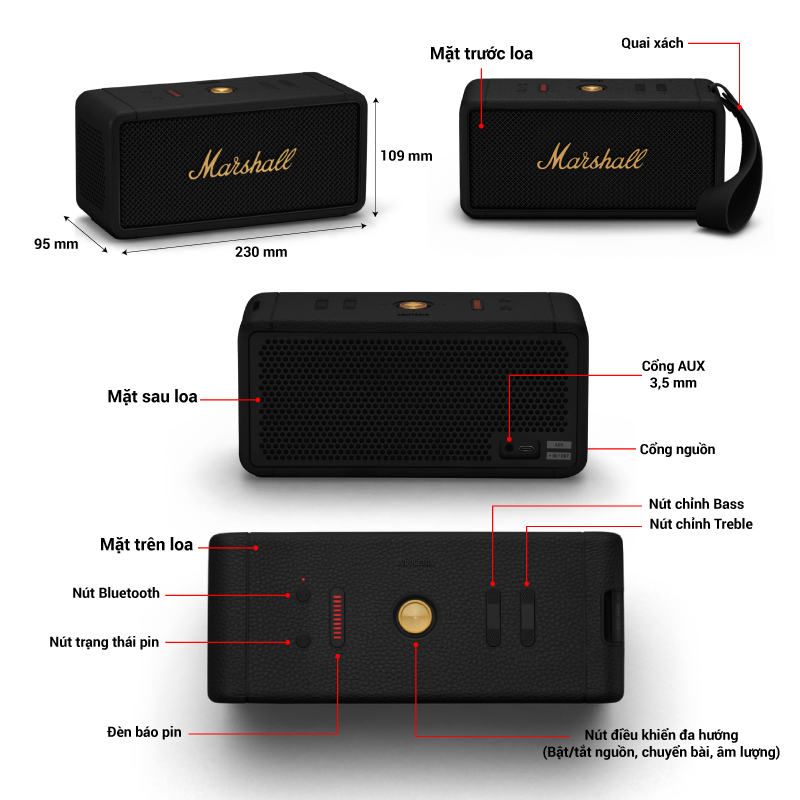 thông số loa marshall middleton