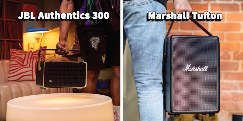 tính di động của jbl authentics 300 vs marshall tufton