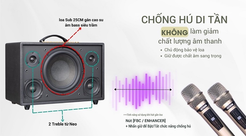 tính năng chống hú trên loa cs3800 pro