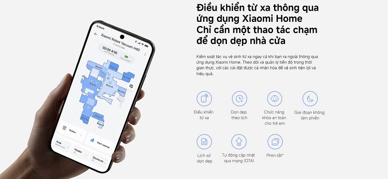 ứng dụng điều khiển robot xiaomi vacuum h40