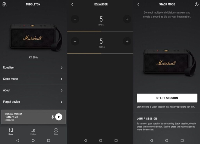 ứng dụng marshall bluetooth trên loa middleton