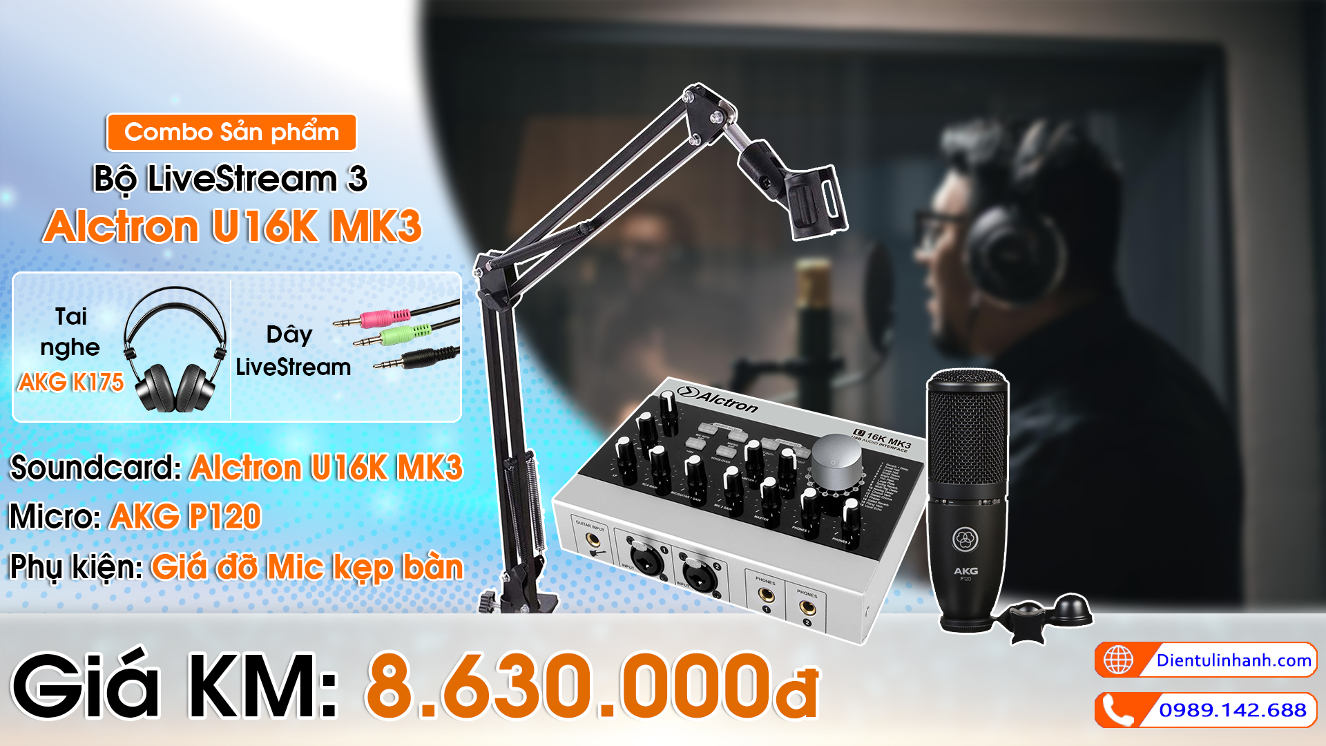 Combo thiết bị thu âm LiveStream U16K MK3 mua o dau