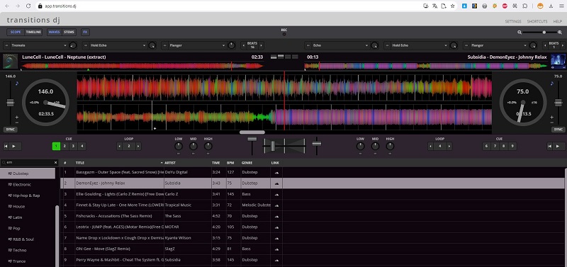 web transitions dj online