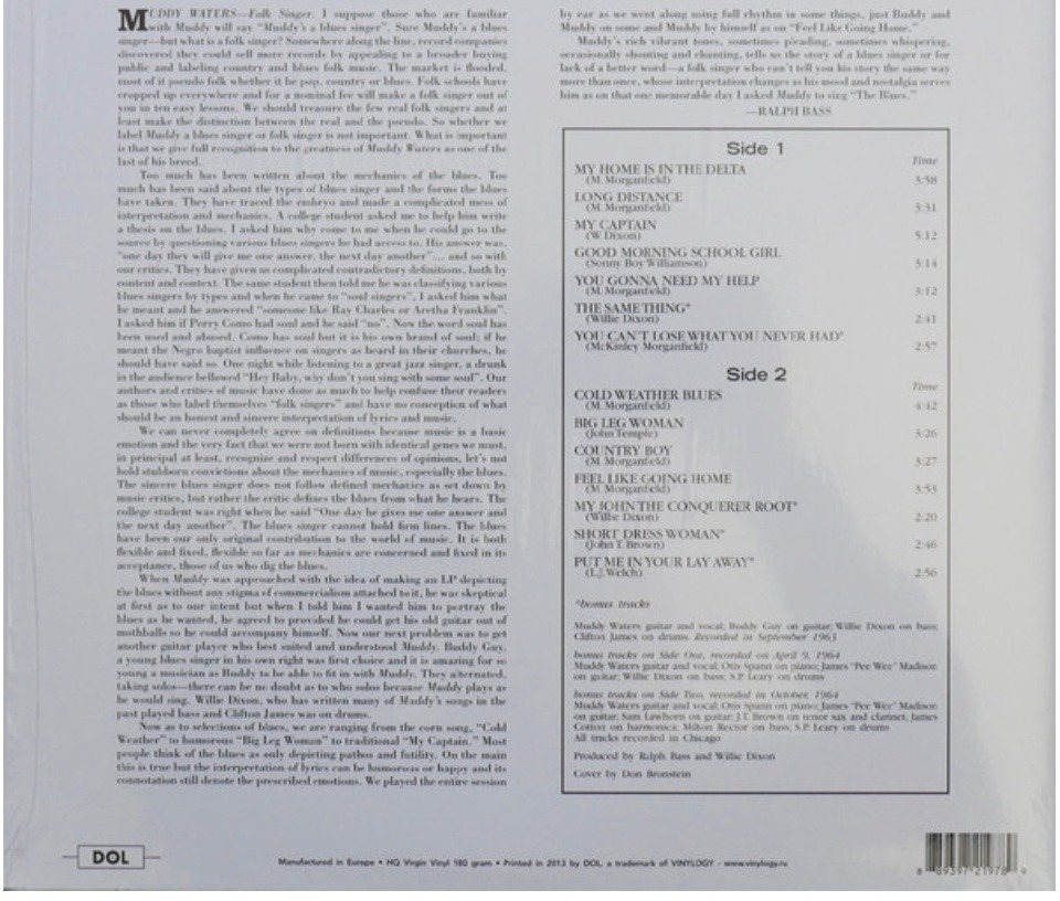 Đĩa than Muddy Waters - Folk Singer