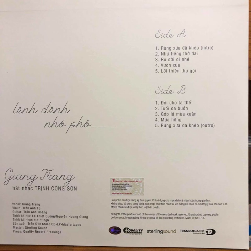 Đĩa than Lênh đênh nhớ phố Giang Trang – Trịnh Công Sơn