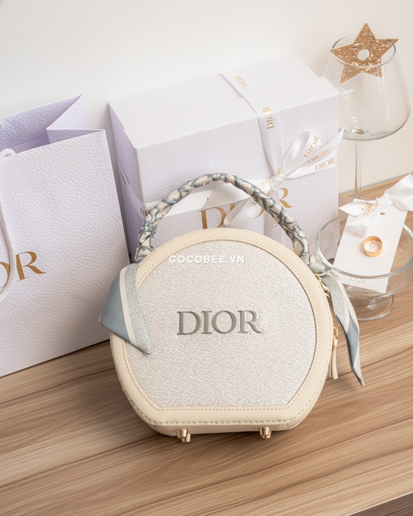 Túi Custom DIOR Trắng Tròn - Tặng kèm Hộp, Túi Hãng (19x17.5x7cm)