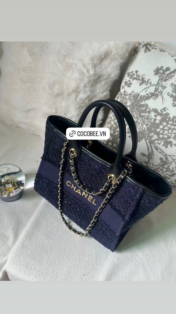 Túi Custom CHANEL Beauty - Chanel Deauville Tote Bag Tặng Túi hãng (30x24x15cm)