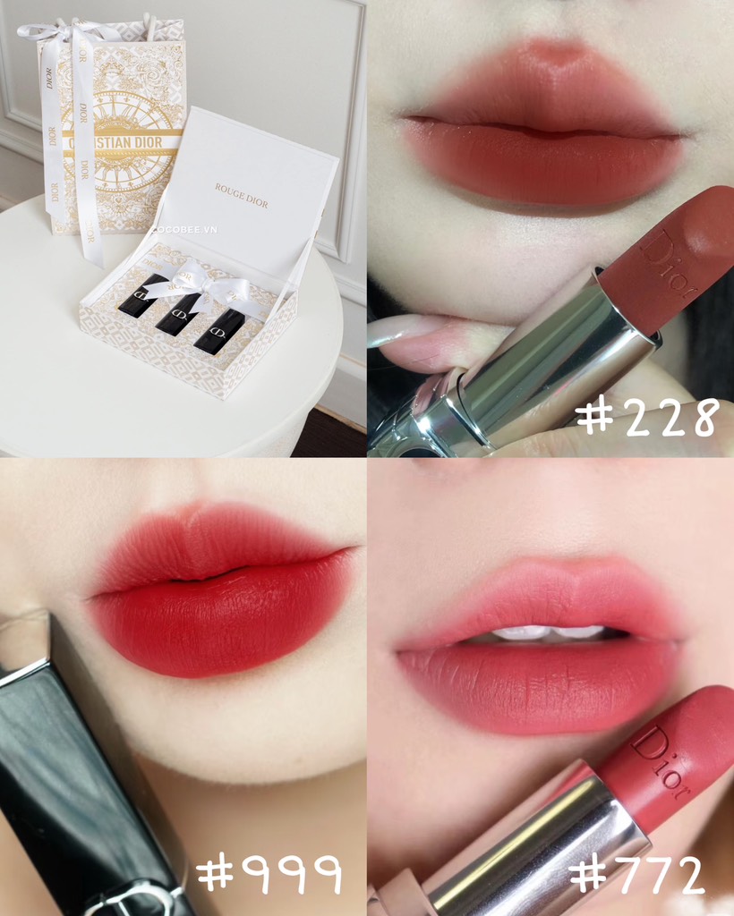 Set Rouge DIOR 3 Son Minisize TẶNG TÚI HÃNG - (Bản Giới Hạn Giáng Sinh 2024)