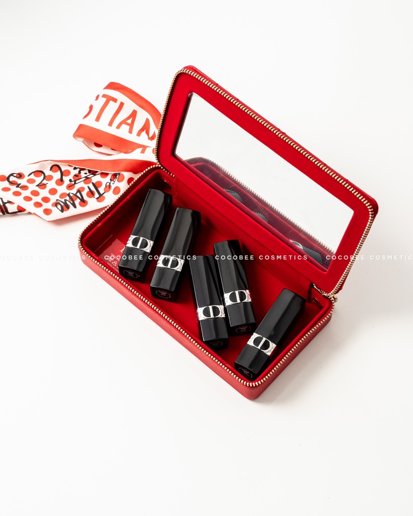 Set DIOR 5 Son Fullsize Hộp Đỏ Da - Rouge Dior Refillable Lipstick Collection