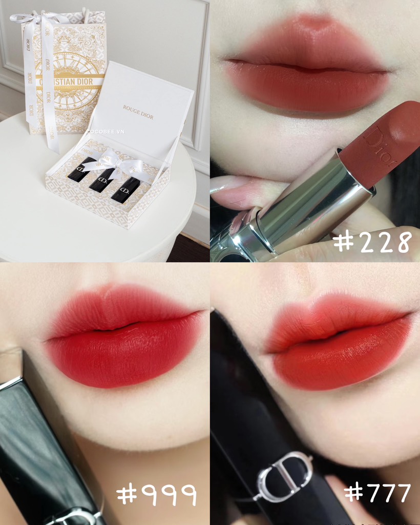 Set Rouge DIOR 3 Son Minisize TẶNG TÚI HÃNG - (Bản Giới Hạn Giáng Sinh 2024)