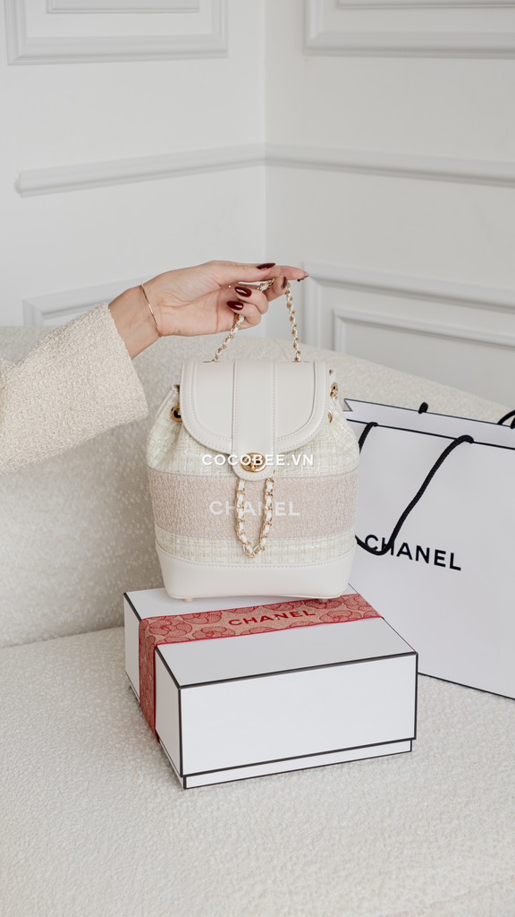 Túi Da Thật - Custom CHANEL từ Ruy Băng Tweed (21x17x8cm kèm Box Hãng)
