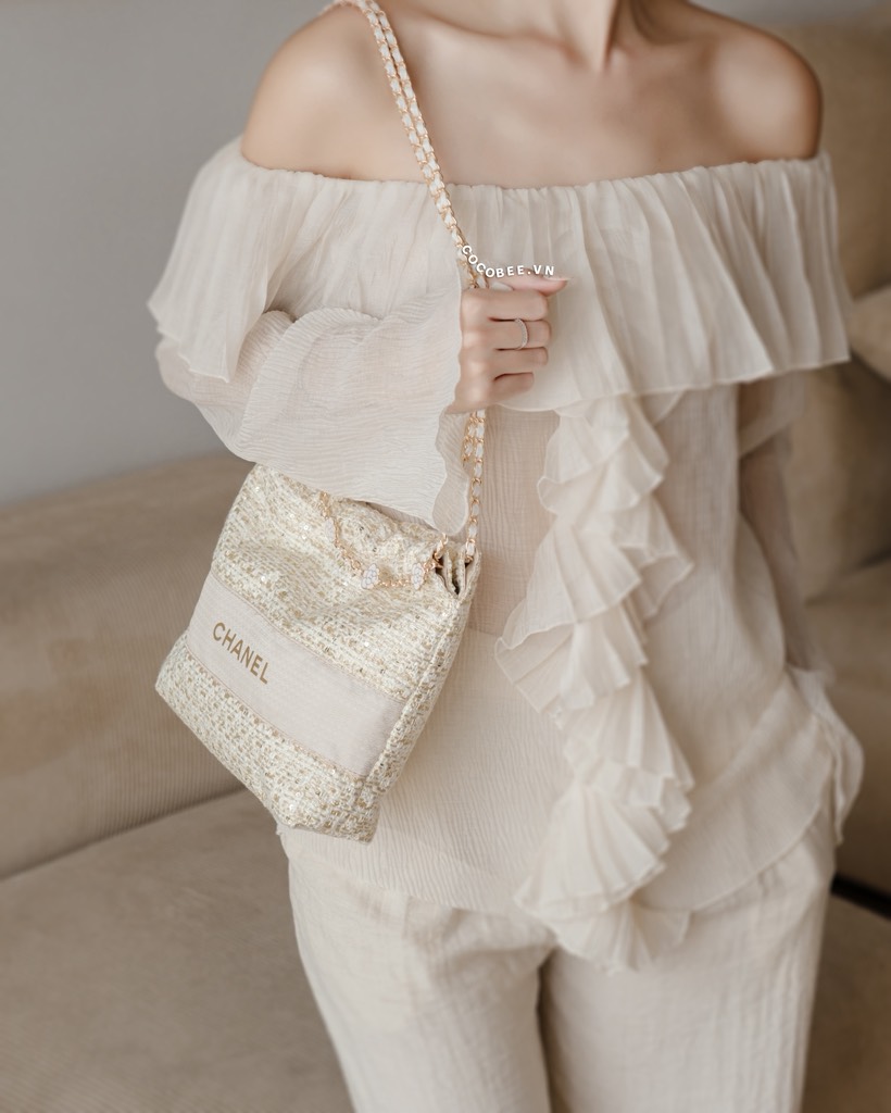 Túi Tote CHANEL Custom Vải Tweed 2026 (Kèm dây đeo & Box túi hãng Chanel)