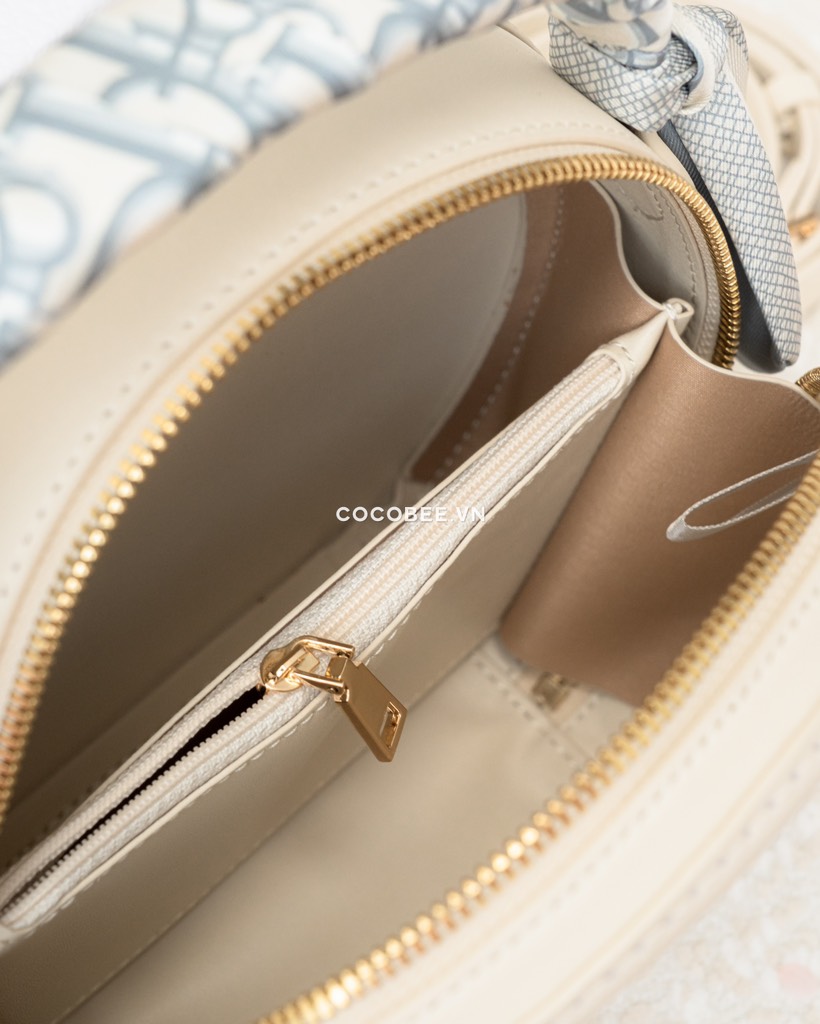 Túi Custom DIOR Trắng Tròn - Tặng kèm Hộp, Túi Hãng (19x17.5x7cm)