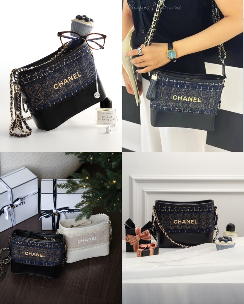 Túi Da Thật - Custom CHANEL từ Ruy Băng Tweed (21x17x8cm kèm Box Hãng)