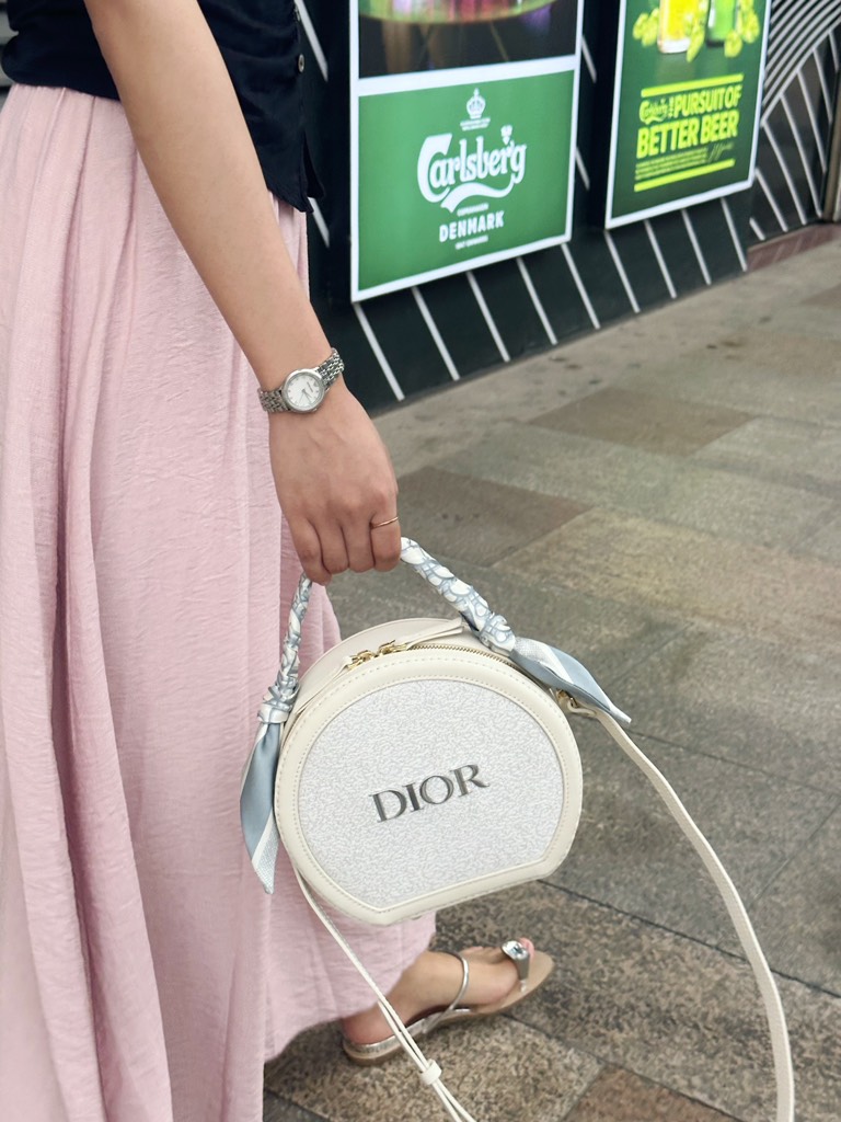 Túi Custom DIOR Trắng Tròn - Tặng kèm Hộp, Túi Hãng (19x17.5x7cm)