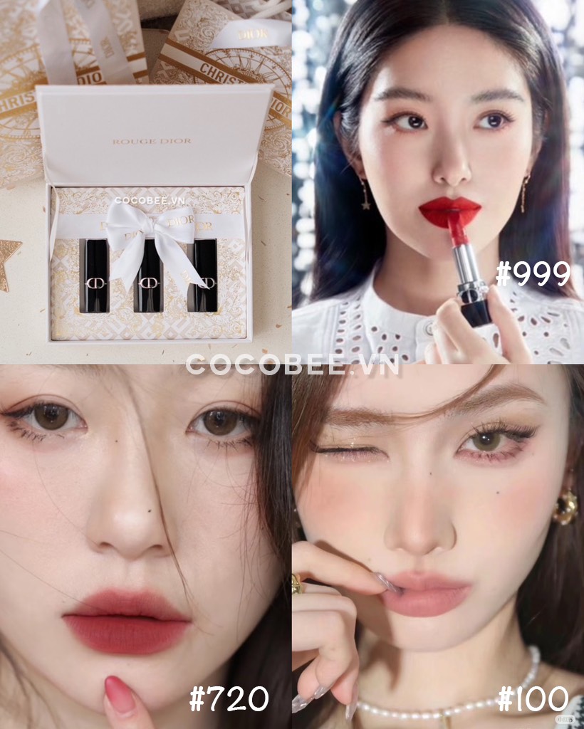 Set Rouge DIOR 3 Son Minisize TẶNG TÚI HÃNG - (Bản Giới Hạn Giáng Sinh 2024)