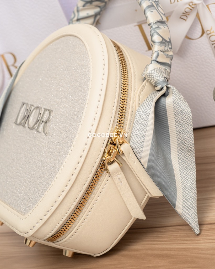 Túi Custom DIOR Trắng Tròn - Tặng kèm Hộp, Túi Hãng (19x17.5x7cm)