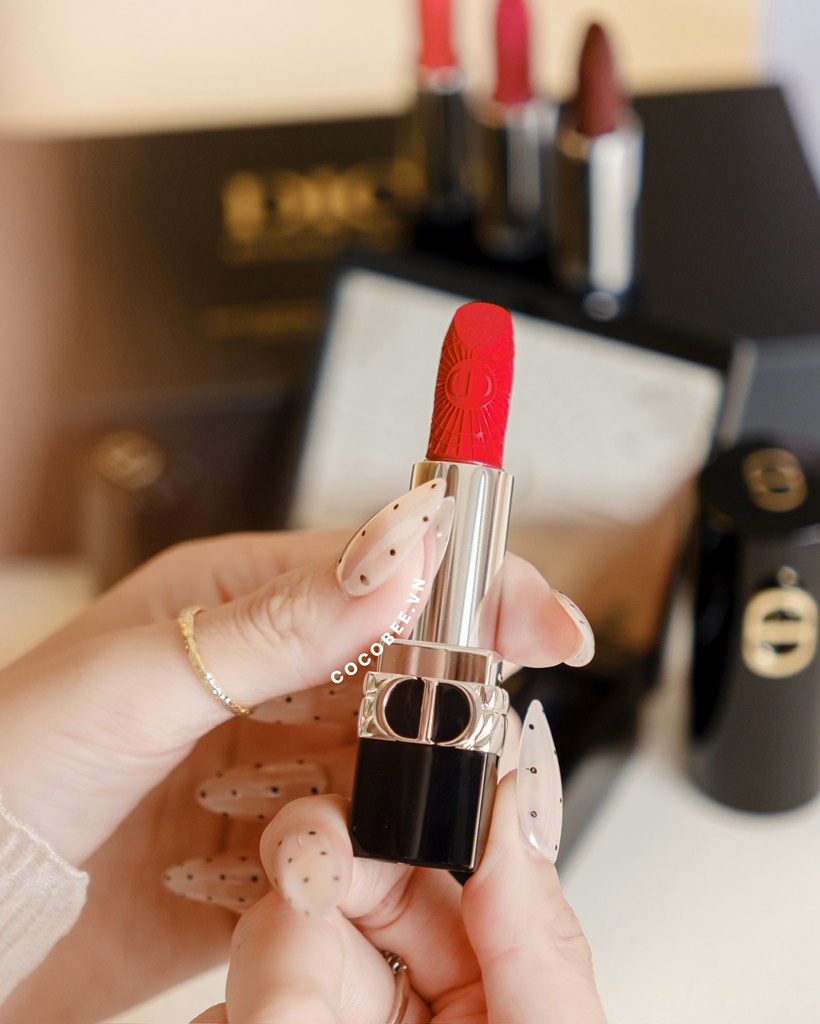 Clutch Rouge DIOR Minaudiere And Lipstick Set Limited Edition (Gift Đen) (10x8x3.5cm)
