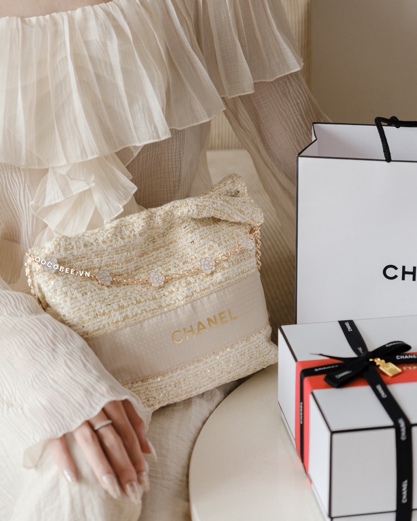 Túi Tote CHANEL Custom Vải Tweed 2026 (Kèm dây đeo & Box túi hãng Chanel)