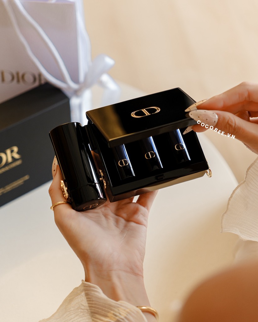 Clutch Rouge DIOR Minaudiere And Lipstick Set Limited Edition (Gift Đen) (10x8x3.5cm)