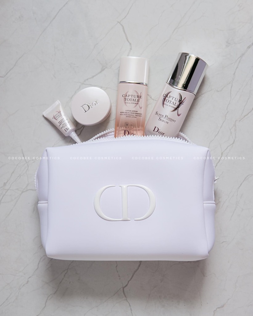 Set Dưỡng Da 4 Món DIOR Capture Totale Cell Engergy (Serum 50ml, Lotion, Kem Dưỡng, Kem mắt Miniszie và Túi Pounch trắng)