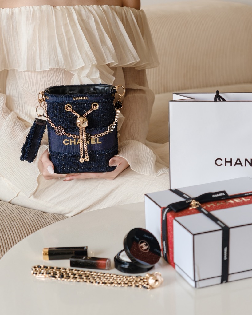 Túi Custom - Bucket CHANEL (Tặng Hộp Chanel RB) 17x16x12cm