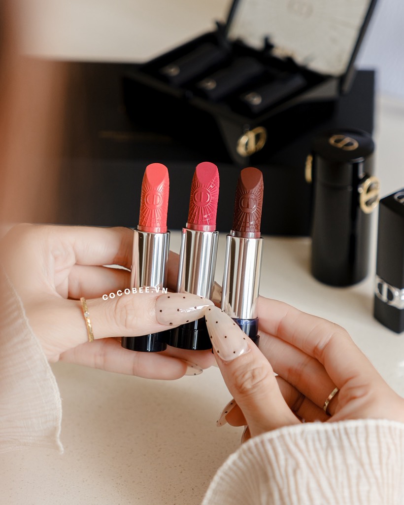 Clutch Rouge DIOR Minaudiere And Lipstick Set Limited Edition (Gift Đen) (10x8x3.5cm)