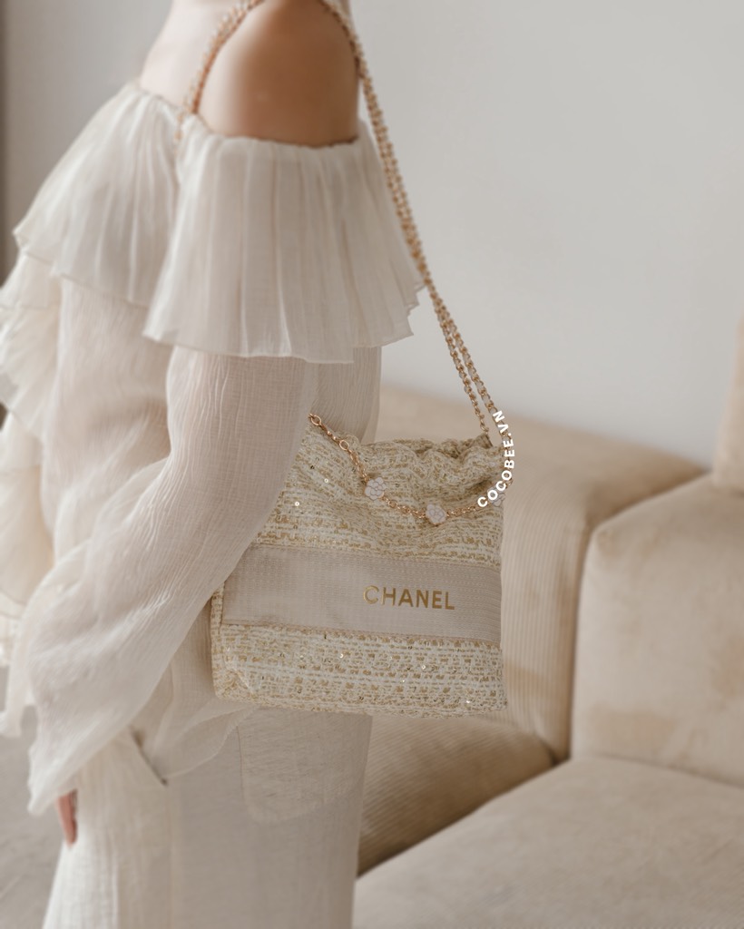 Túi Tote CHANEL Custom Vải Tweed 2026 (Kèm dây đeo & Box túi hãng Chanel)