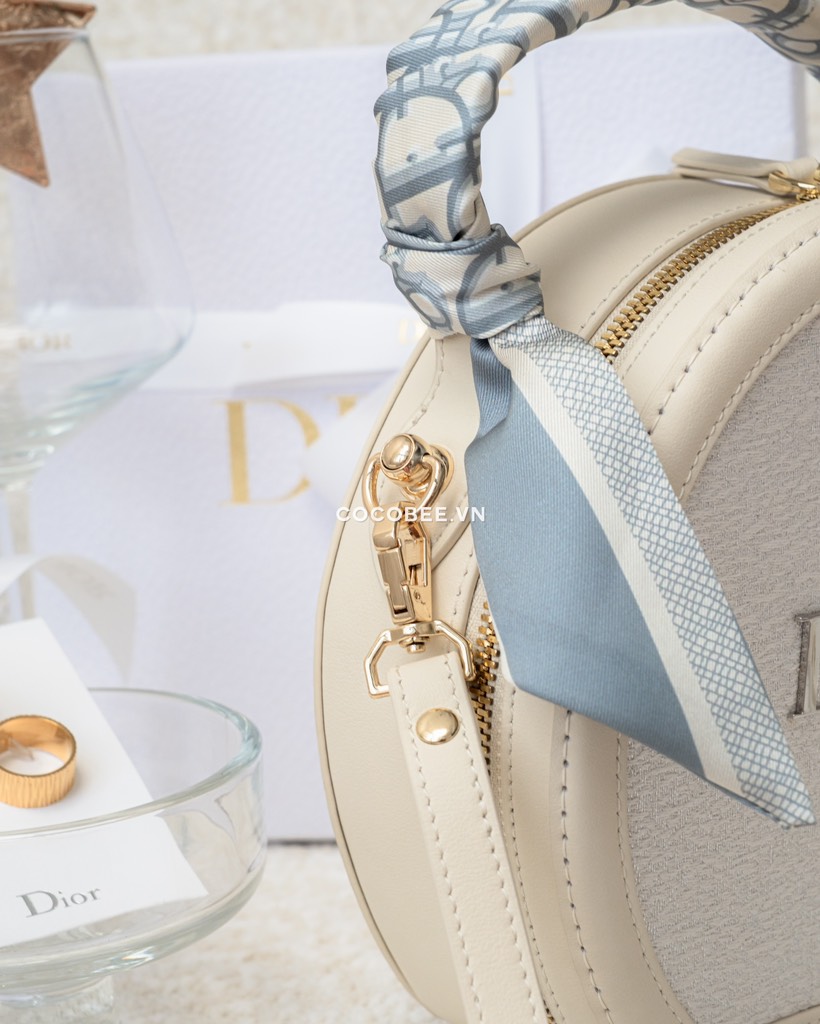 Túi Custom DIOR Trắng Tròn - Tặng kèm Hộp, Túi Hãng (19x17.5x7cm)