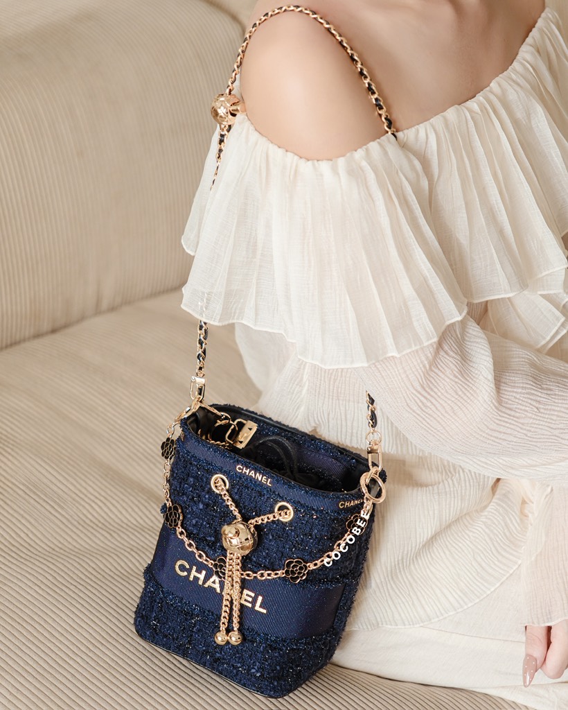 Túi Custom - Bucket CHANEL (Tặng Hộp Chanel RB) 17x16x12cm