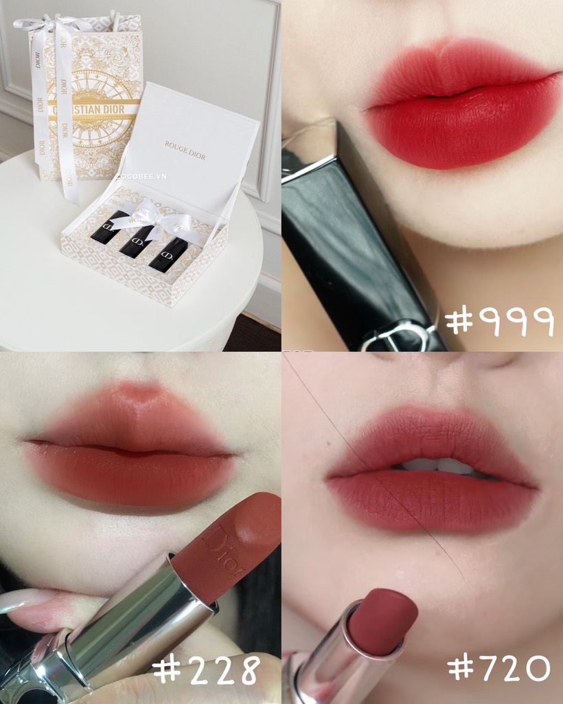 Set Rouge DIOR 3 Son Minisize TẶNG TÚI HÃNG - (Bản Giới Hạn Giáng Sinh 2024)