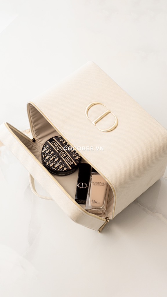Set CỐP DIOR Beauty Vanity Case Set Eye Mask, Scrunchy Hair Tie, Box Cotton Pads 4pcs