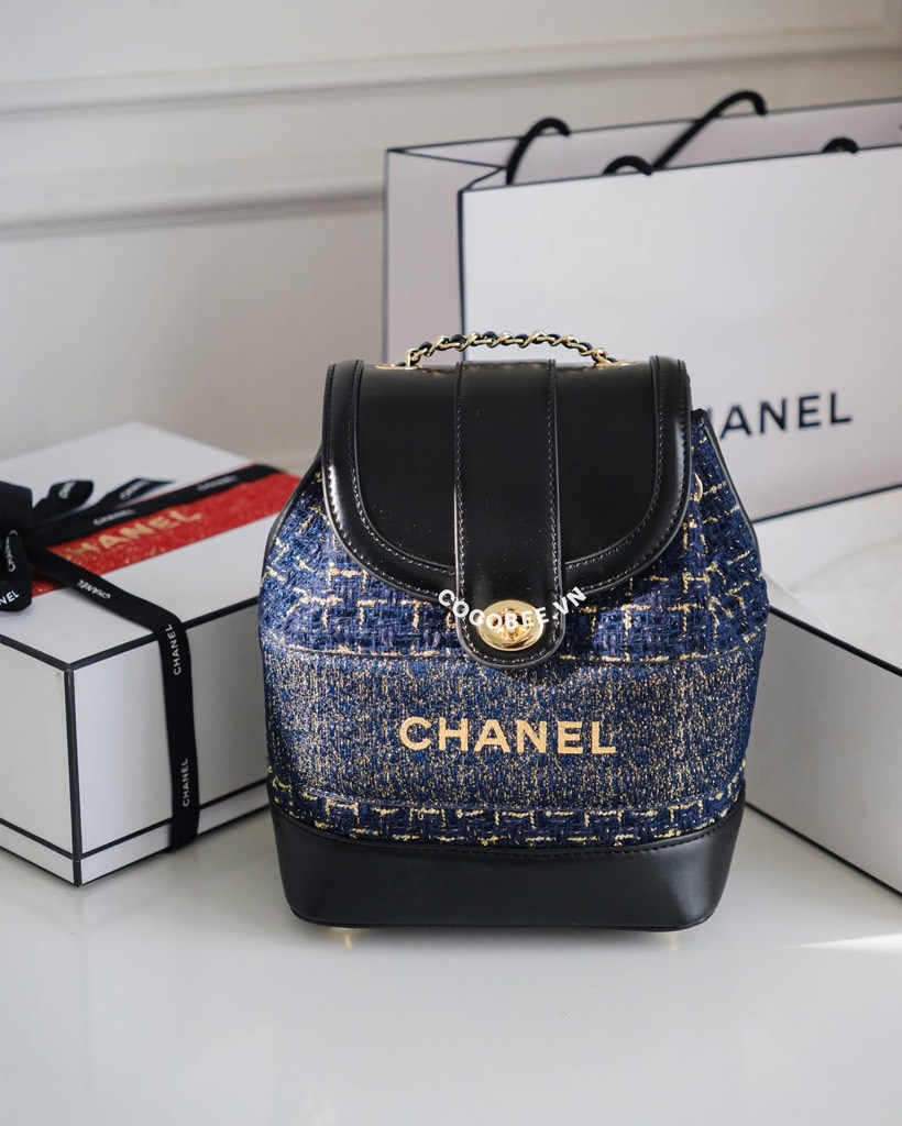 Túi Da Thật - Custom CHANEL từ Ruy Băng Tweed (21x17x8cm kèm Box Hãng)