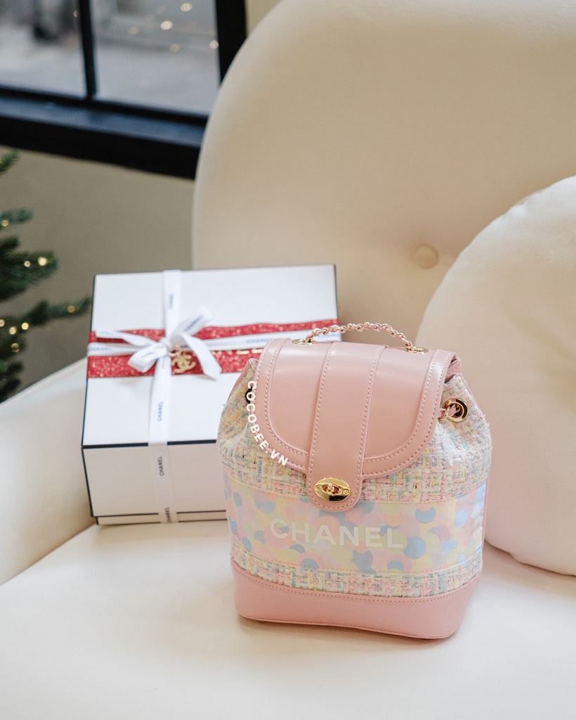 Túi Da Thật - Custom CHANEL từ Ruy Băng Tweed (21x17x8cm kèm Box Hãng)