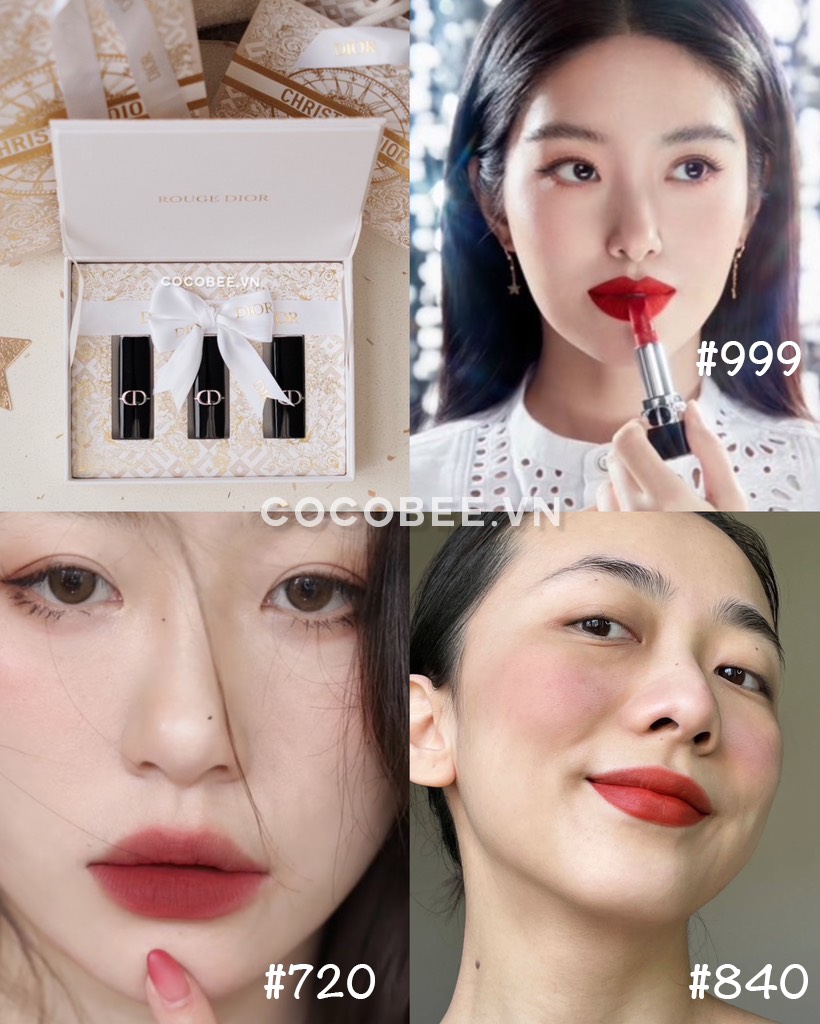 Set Rouge DIOR 3 Son Minisize TẶNG TÚI HÃNG - (Bản Giới Hạn Giáng Sinh 2024)