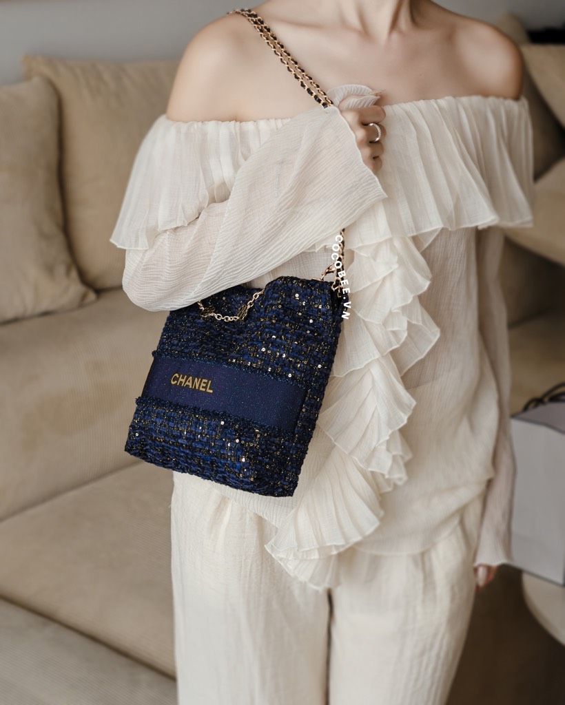 Túi Tote CHANEL Custom Vải Tweed 2026 (Kèm dây đeo & Box túi hãng Chanel)