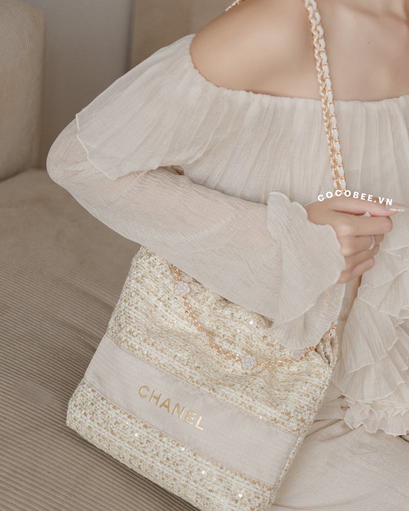 Túi Tote CHANEL Custom Vải Tweed 2026 (Kèm dây đeo & Box túi hãng Chanel)