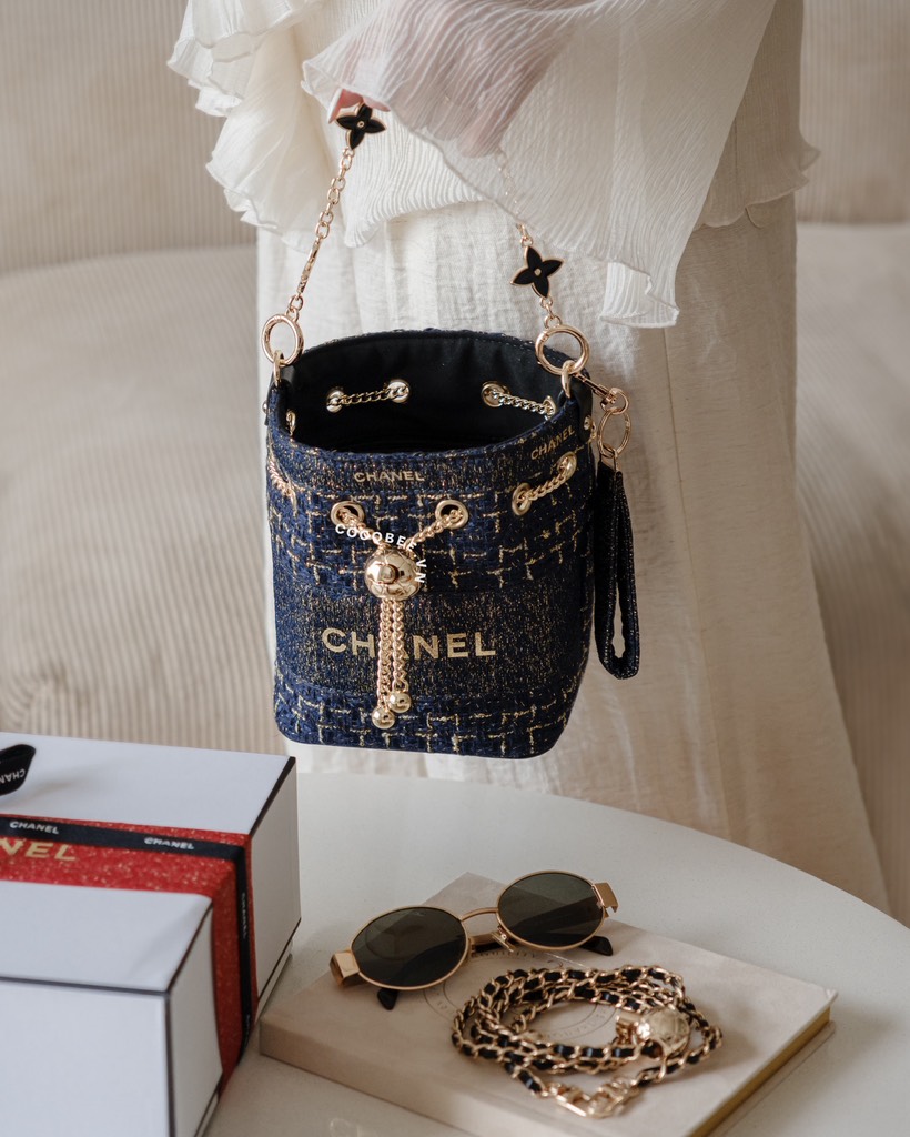 Túi Custom - Bucket CHANEL (Tặng Hộp Chanel RB) 17x16x12cm