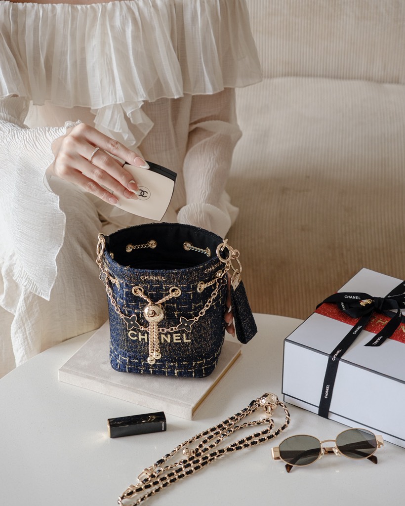 Túi Custom - Bucket CHANEL (Tặng Hộp Chanel RB) 17x16x12cm