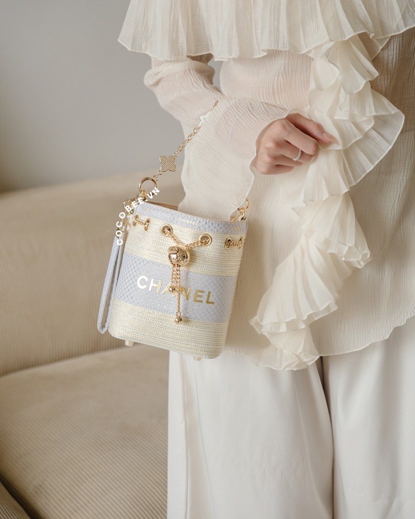 Túi Custom - Bucket CHANEL (Tặng Hộp Chanel RB) 17x16x12cm