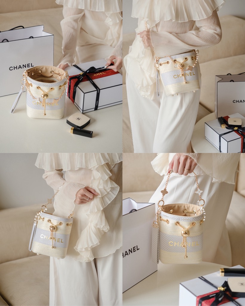 Túi Custom - Bucket CHANEL (Tặng Hộp Chanel RB) 17x16x12cm