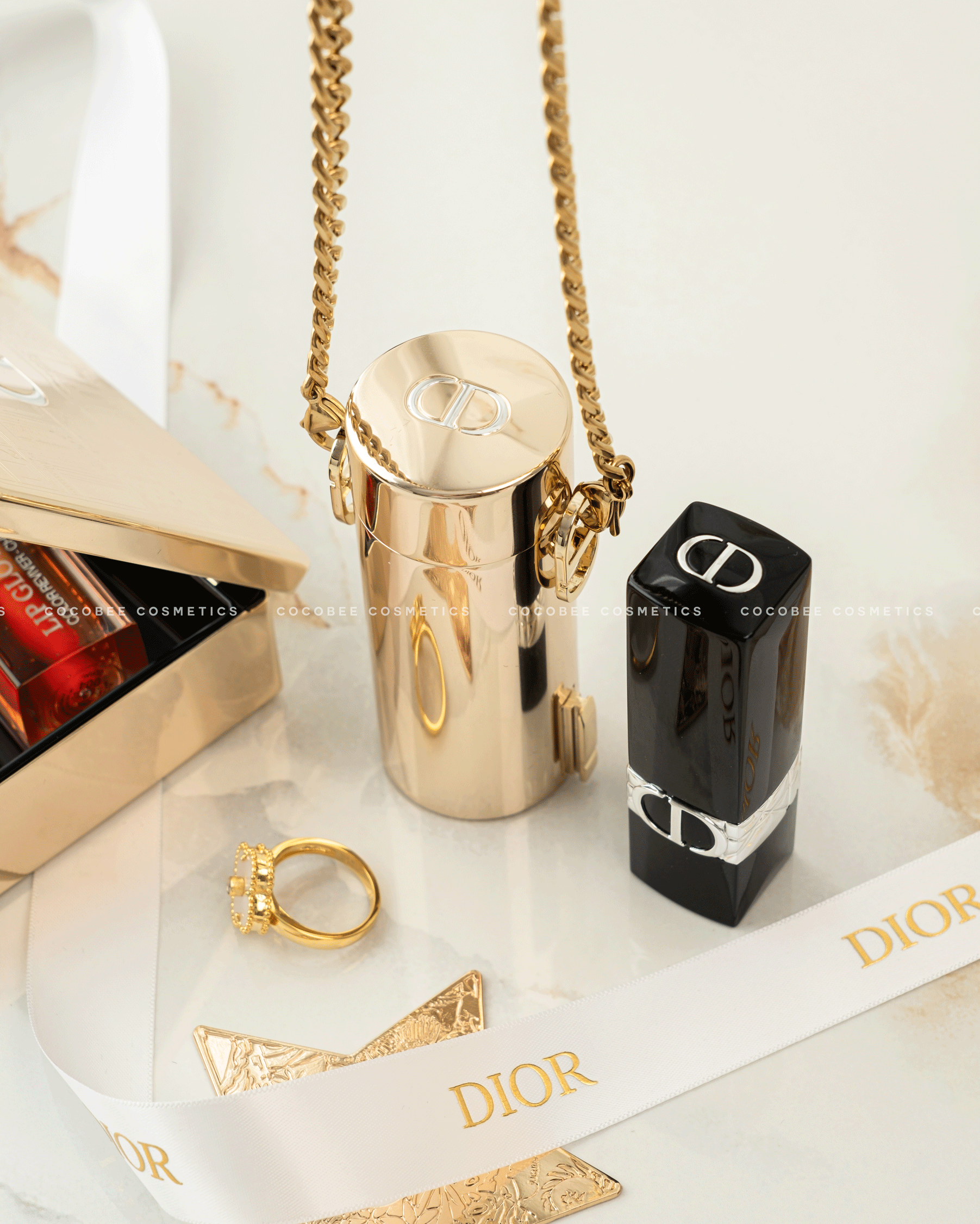 Clutch Set Rouge DIOR Minaudiere The Atelier Of Dreams Limited Edition (Gift Bản Vàng) (10x8x3.5cm)