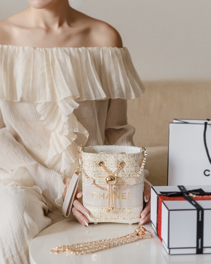 Túi Custom - Bucket CHANEL (Tặng Hộp Chanel RB) 17x16x12cm