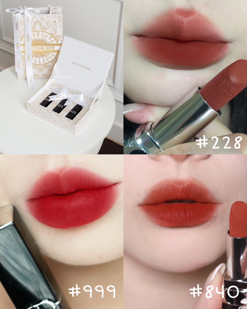 Set Rouge DIOR 3 Son Minisize TẶNG TÚI HÃNG - (Bản Giới Hạn Giáng Sinh 2024)