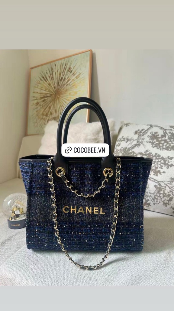 Túi Custom CHANEL Beauty - Chanel Deauville Tote Bag Tặng Túi hãng (30x24x15cm)